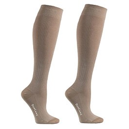 støttestrømper af bambus i beigefarvet