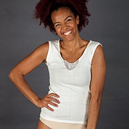 uld undertrøje af angora uld til kvinder under ærmer med blonde ved halsudskæring 